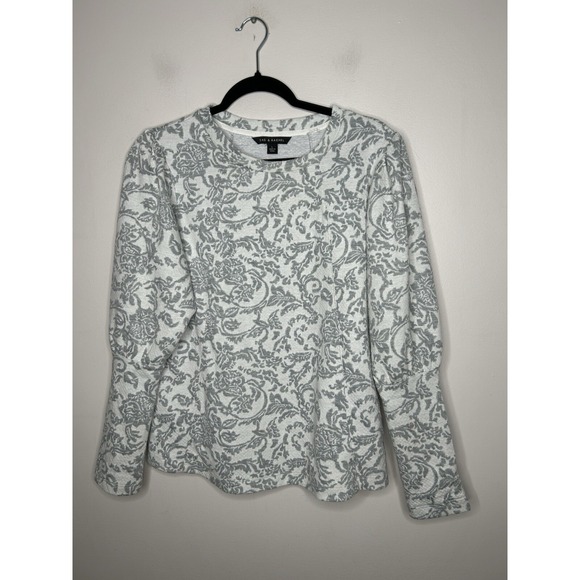 Zac & Rachel Sweatshirt Women's Gray Floral Long Sleeve Crew Neck Size Large - Picture 3 of 11
